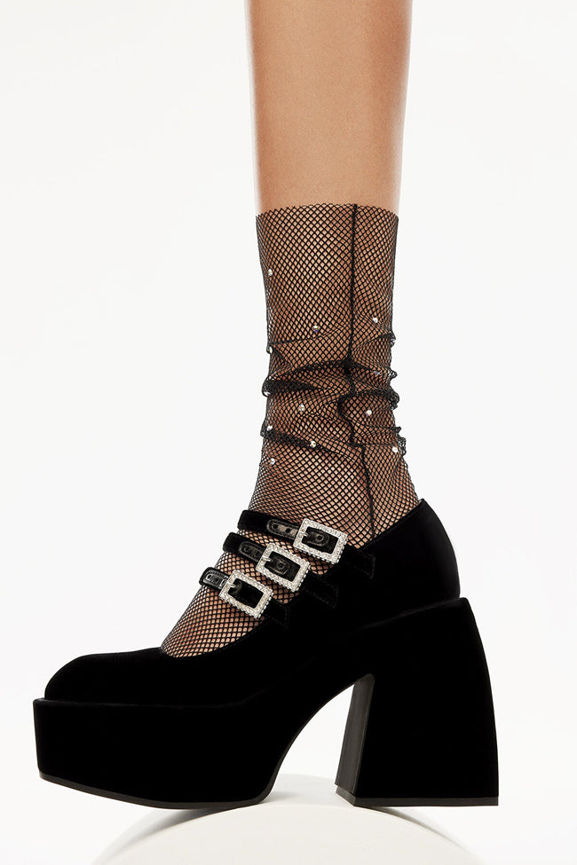 Stone Mesh Black Socks Hover Image