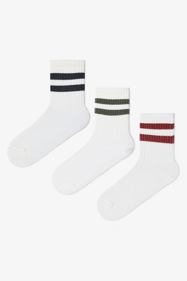 Boys Marshmallow Class Striped 3-Pack Ankle Socks Hover Image