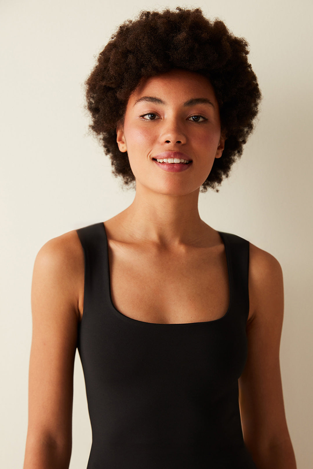 Square Neck Strappy Black Top