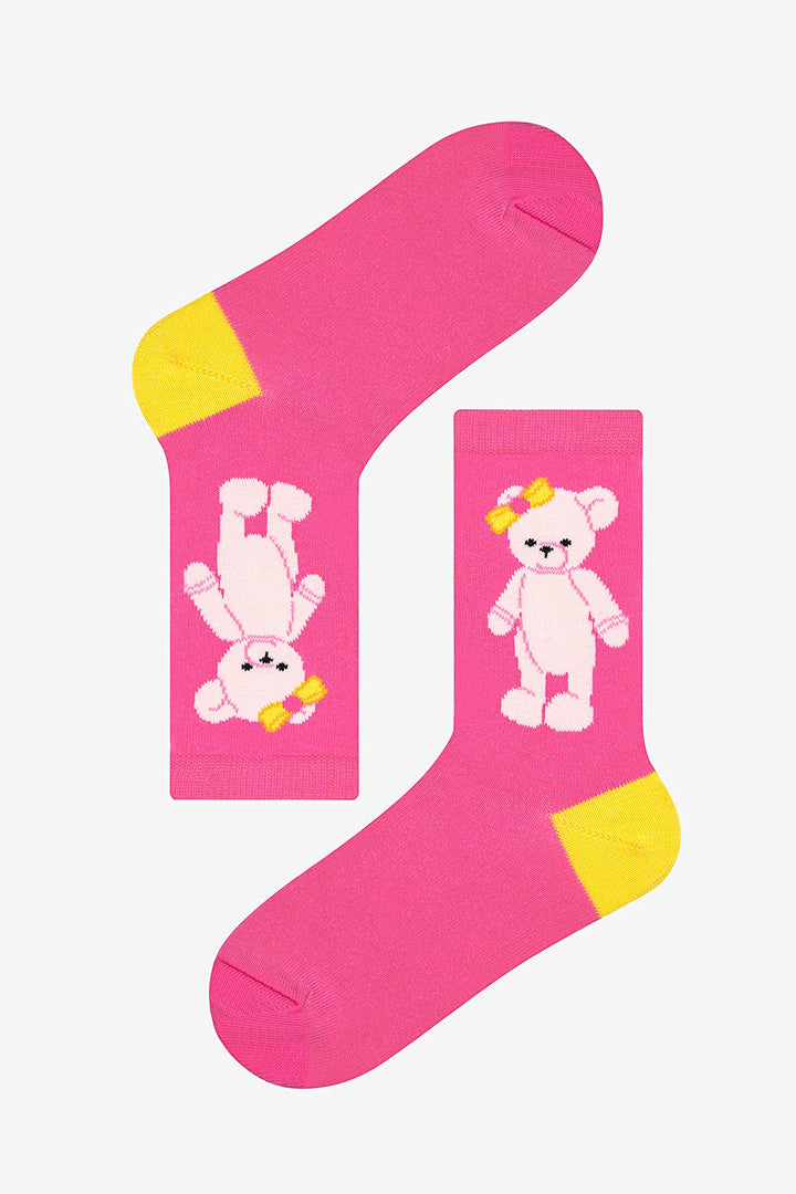 Girls Bear Love 3-Pack Multicolored Ankle Socks