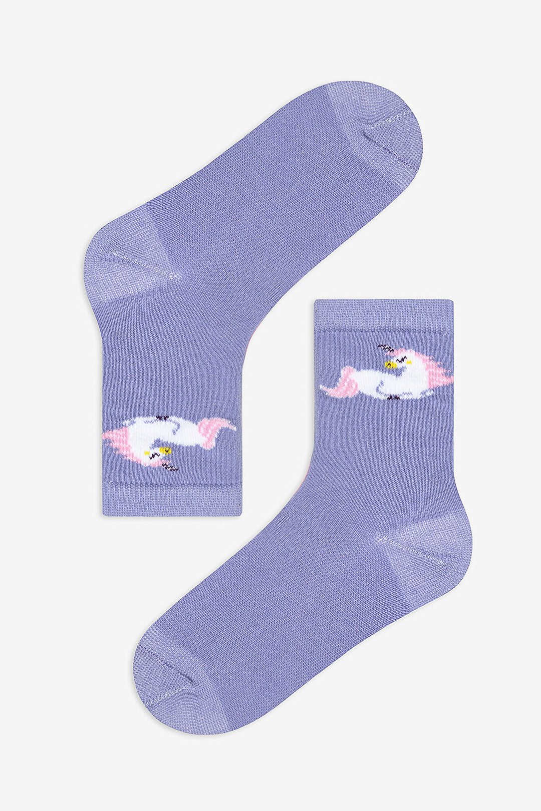 Girls Blue Unicorn 3-Pack Multicolored Ankle Socks