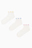 3 Pairs of Cotton Ankle Tulle Detailed Patterned Toe Seamless Ankle Socks