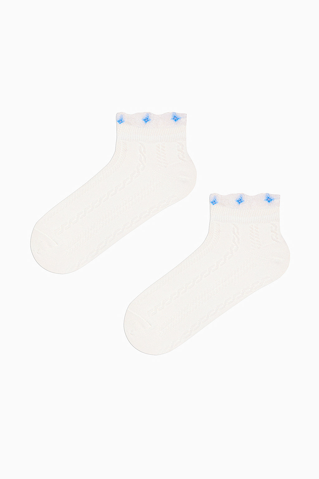 3 Pairs of Cotton Ankle Tulle Detailed Patterned Toe Seamless Ankle Socks