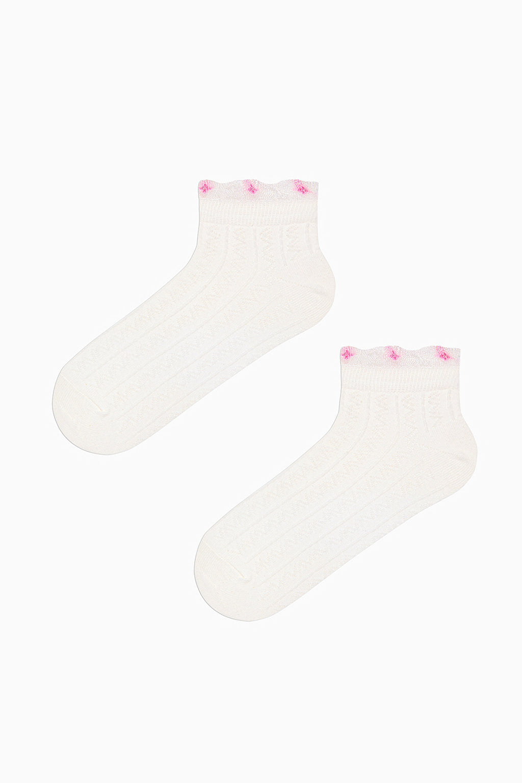 3 Pairs of Cotton Ankle Tulle Detailed Patterned Toe Seamless Ankle Socks
