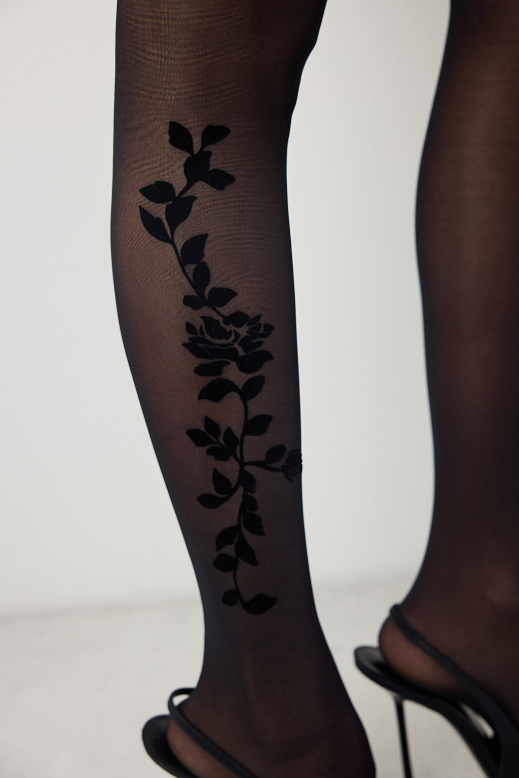 Dark Roses Black Tights