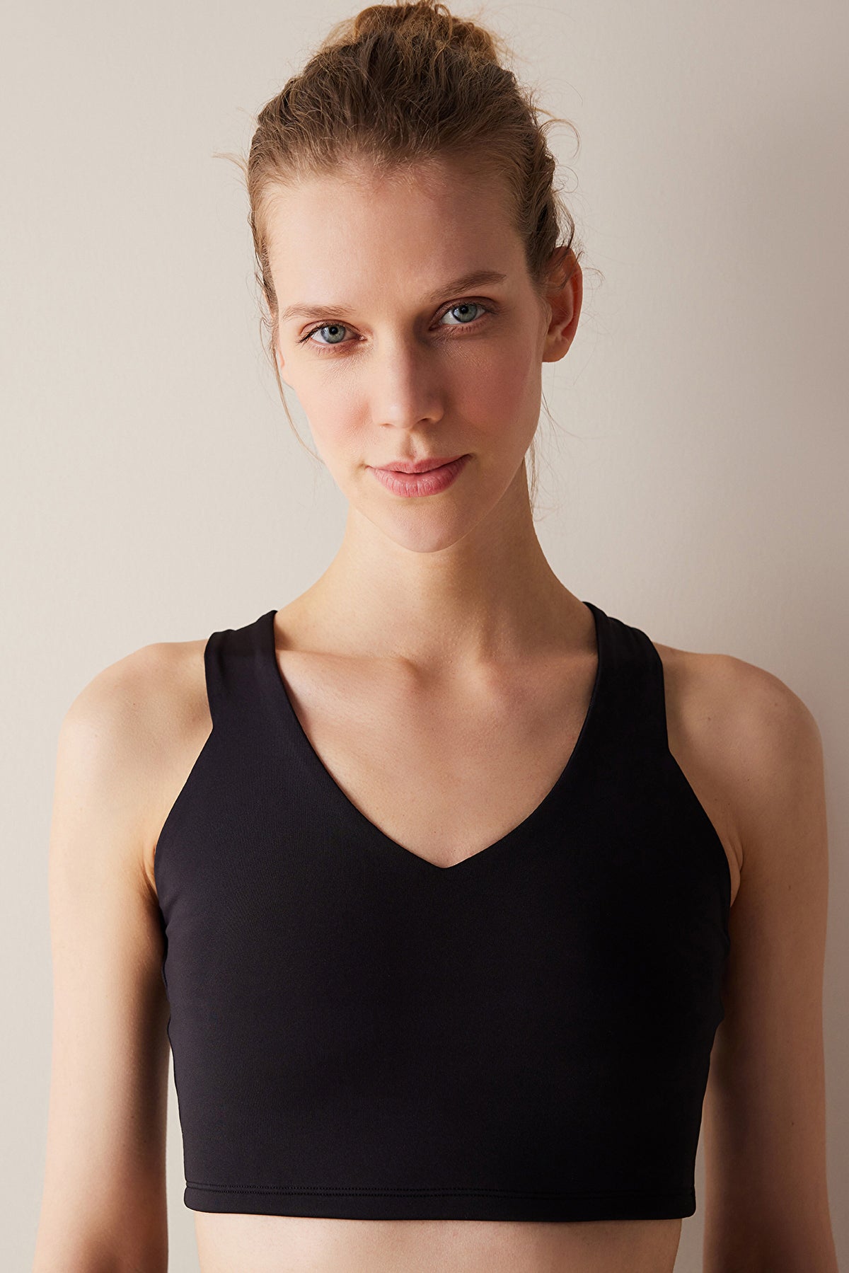 V Neck Black Crop Top