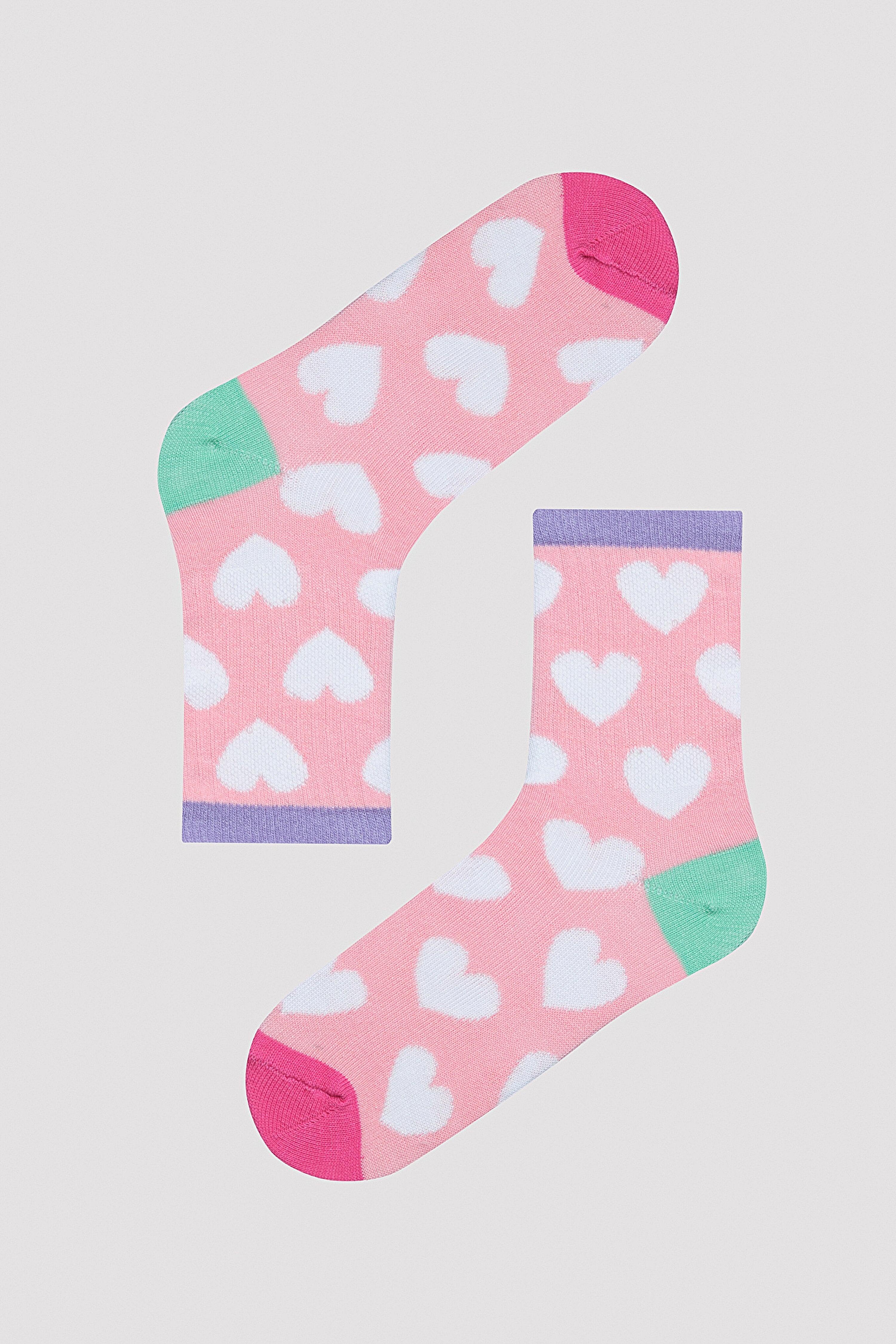 Girls Heart Printed 2in1 Liner Socks