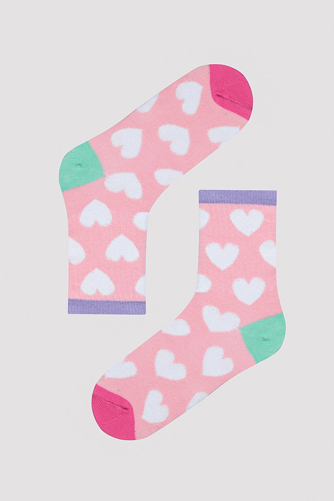 Girls Heart Printed 2in1 Liner Socks Main Image