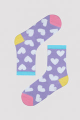Girls Heart Printed 2in1 Liner Socks
