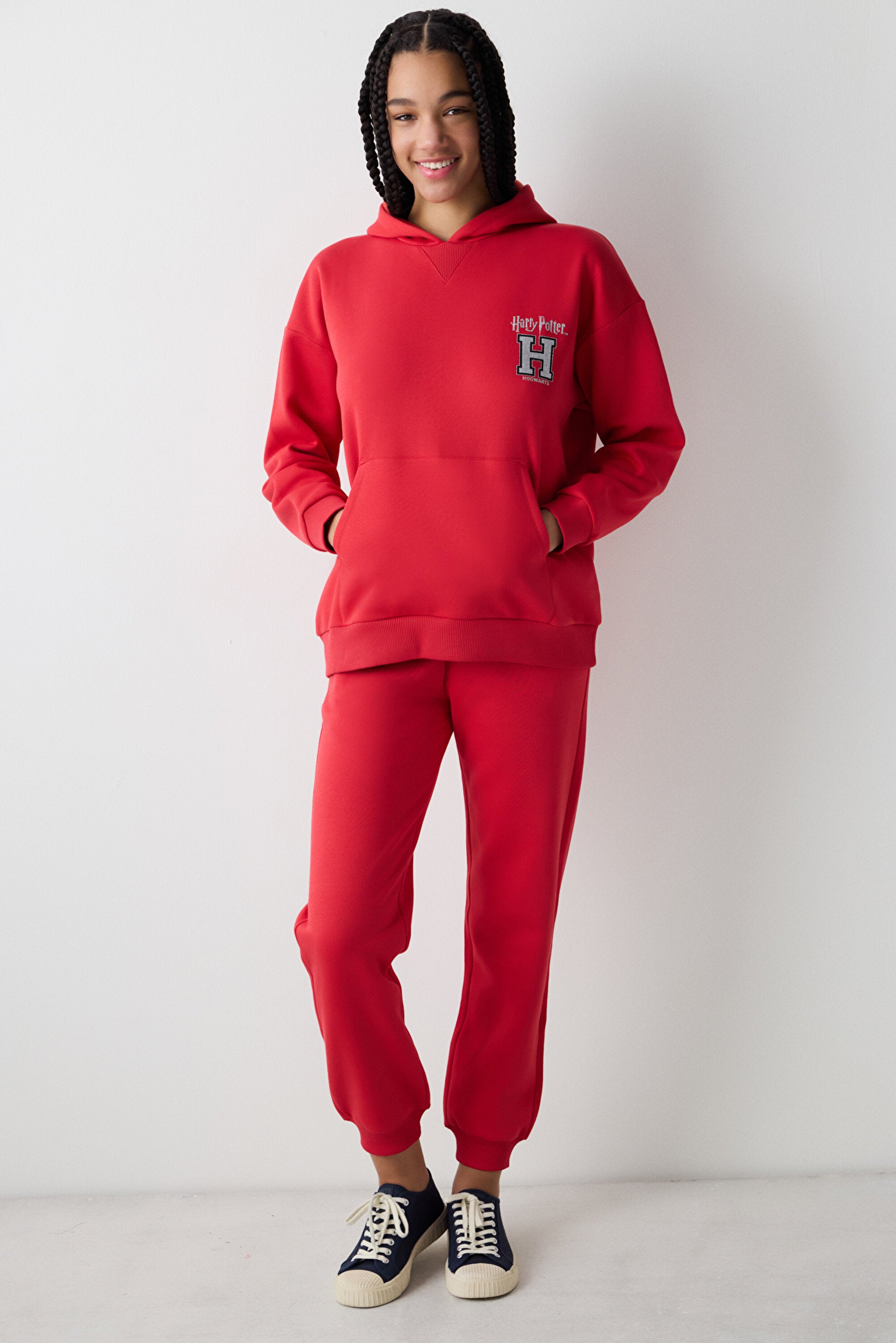 Red High Waist Harry Potter Printed Raised Sweatpants