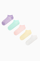 5 Pairs of Cotton Multicolored Zigzag Patterned Ankle Socks