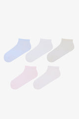 5 Pairs of Cotton Self-Patterned Ankle Socks