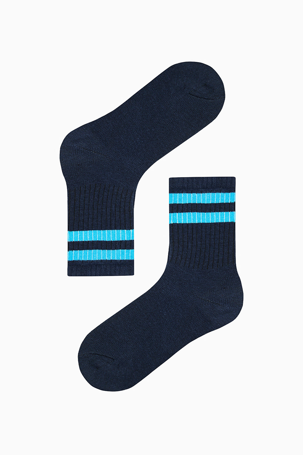 Boy Double Stripe Navy Blue 4-Pack Ankle Socks
