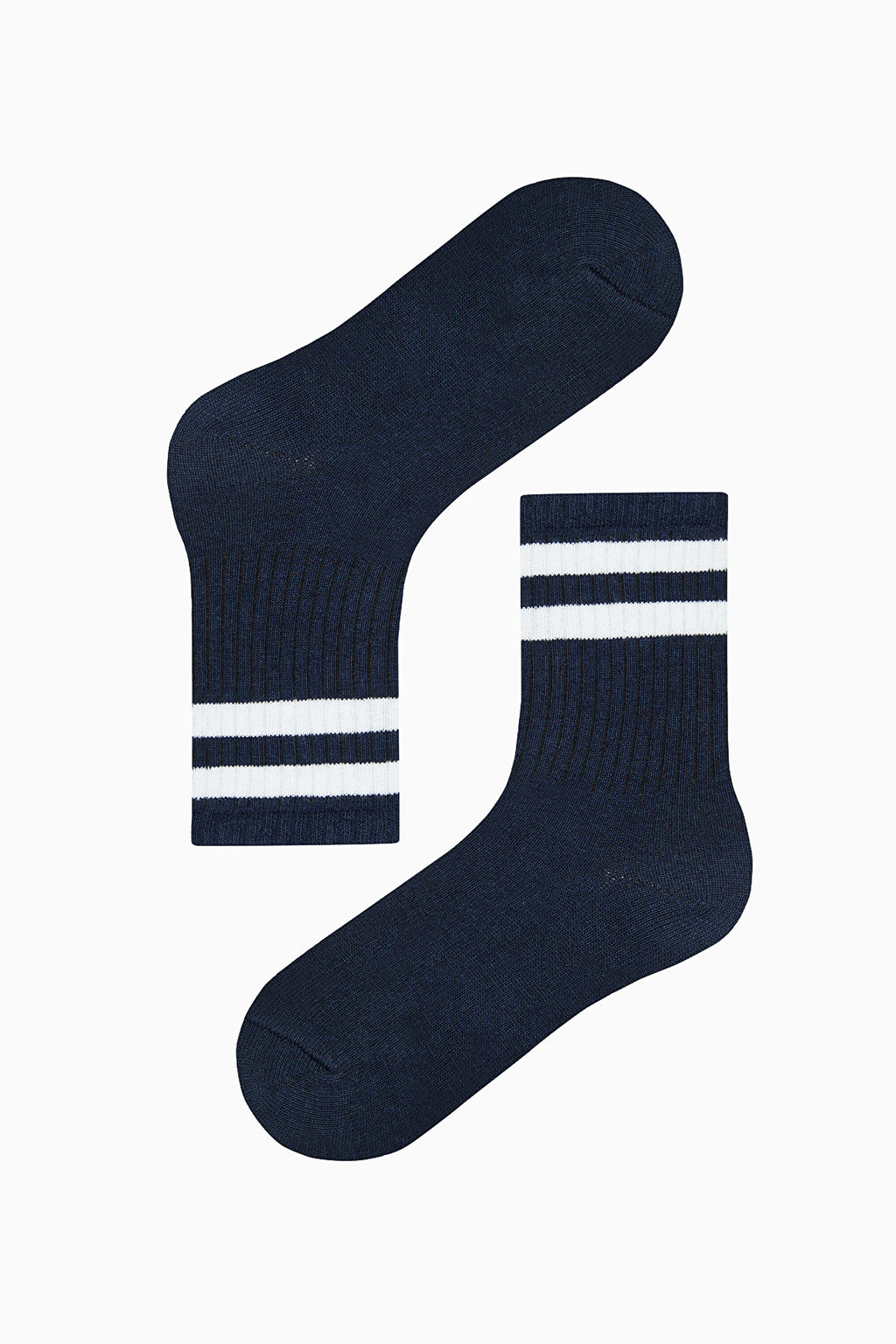 Boy Double Stripe Navy Blue 4-Pack Ankle Socks