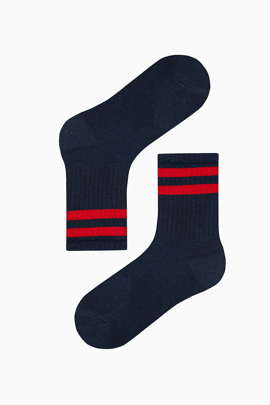 Boy Double Stripe Navy Blue 4-Pack Ankle Socks