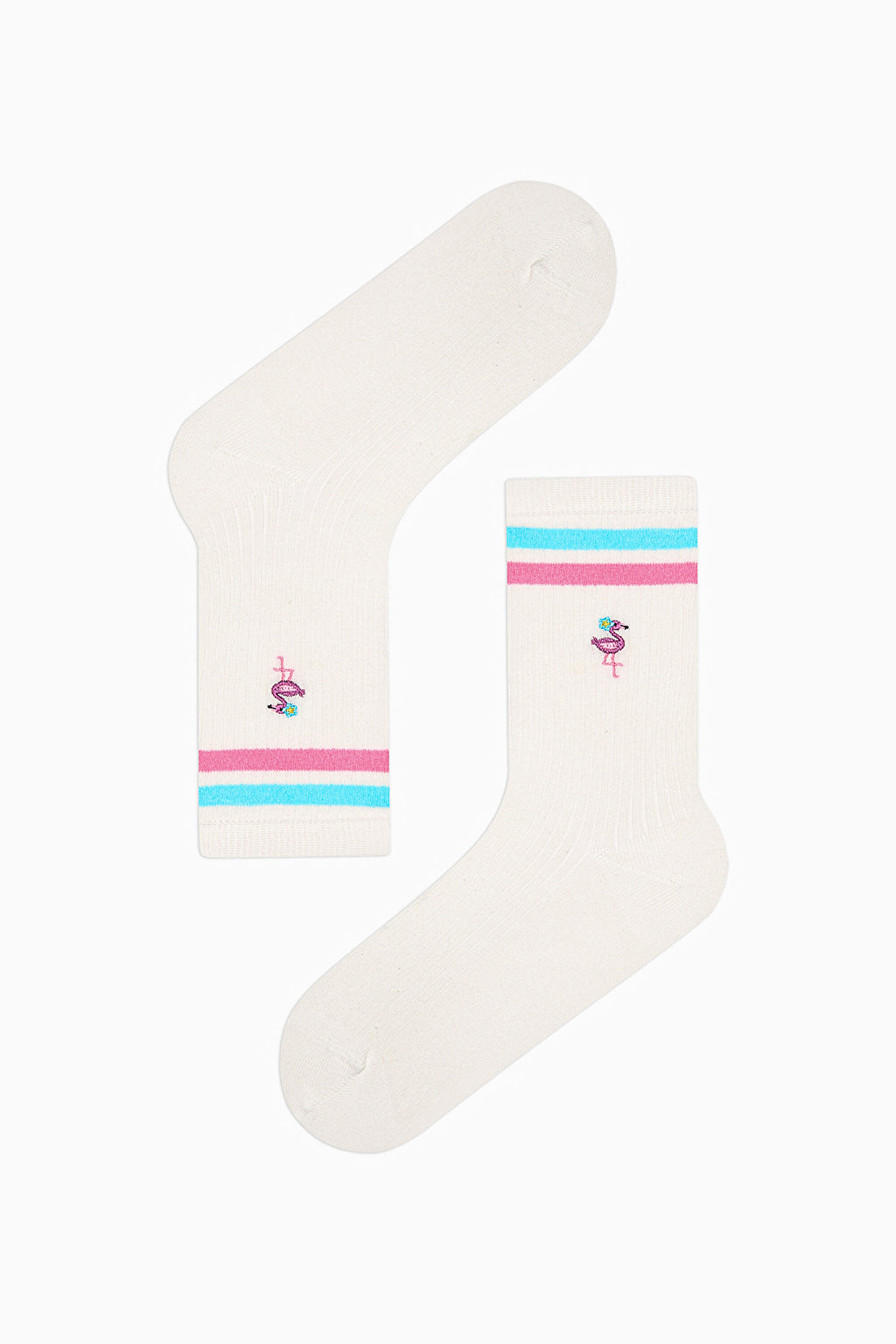 2 Pairs of Cotton Flamingo Patterned Toe Seamless Ankle Socks