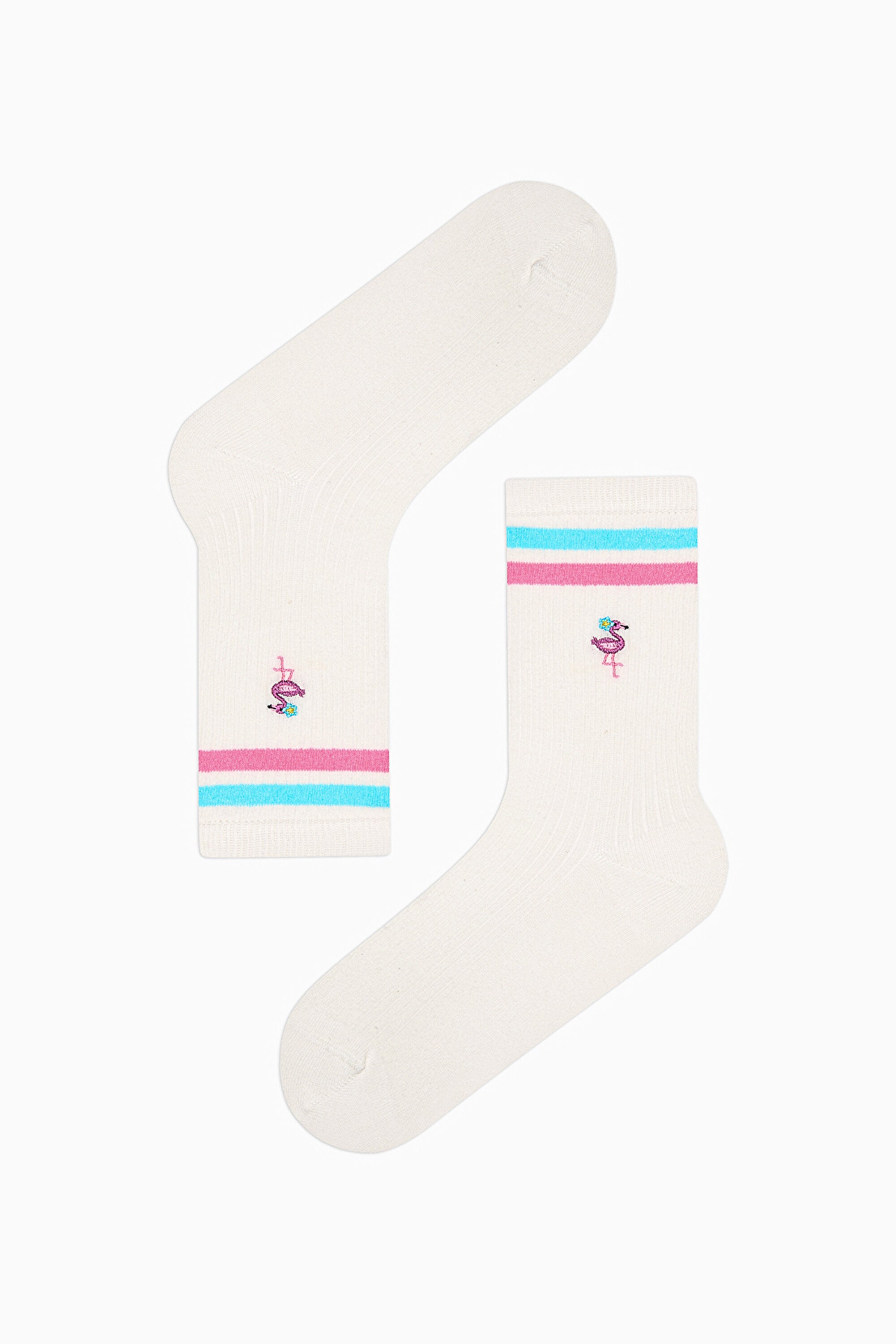 2 Pairs of Cotton Flamingo Patterned Toe Seamless Ankle Socks