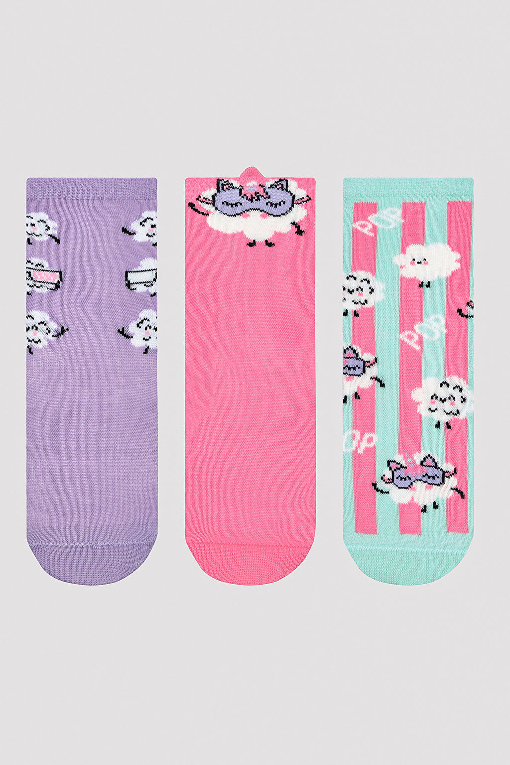 Girls Popcorn 3in1 Socket Socks
