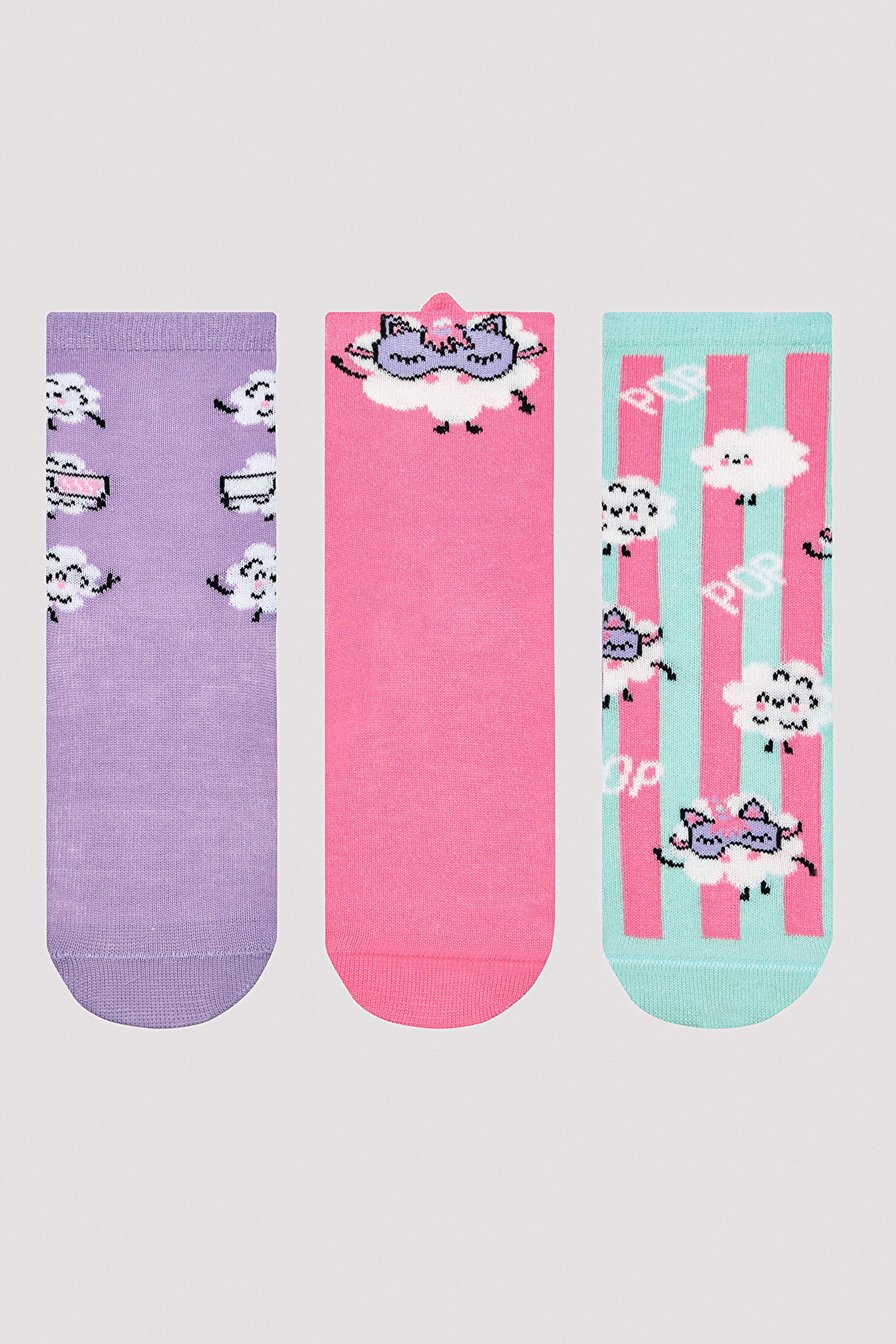 Girls Popcorn 3in1 Socket Socks
