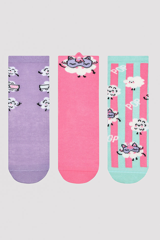 Girls Popcorn 3in1 Socket Socks Hover Image