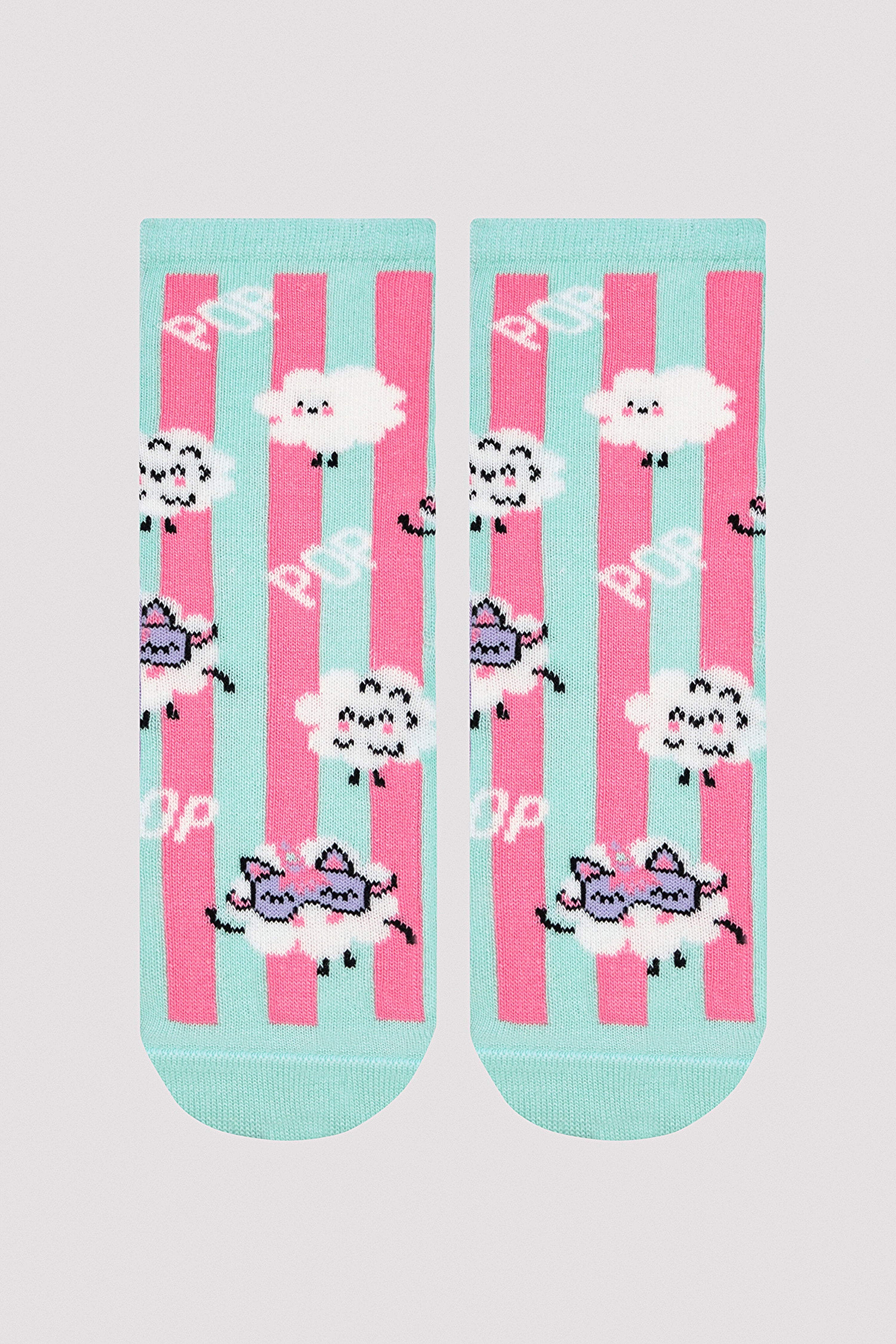Girls Popcorn 3in1 Socket Socks
