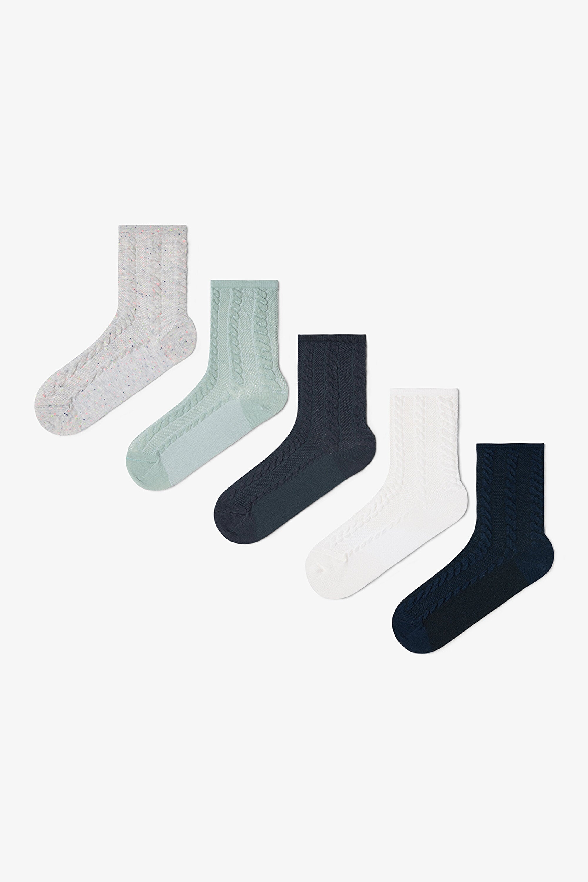 5 Pairs of Cotton Self-Spiral Patterned Ankle Socks