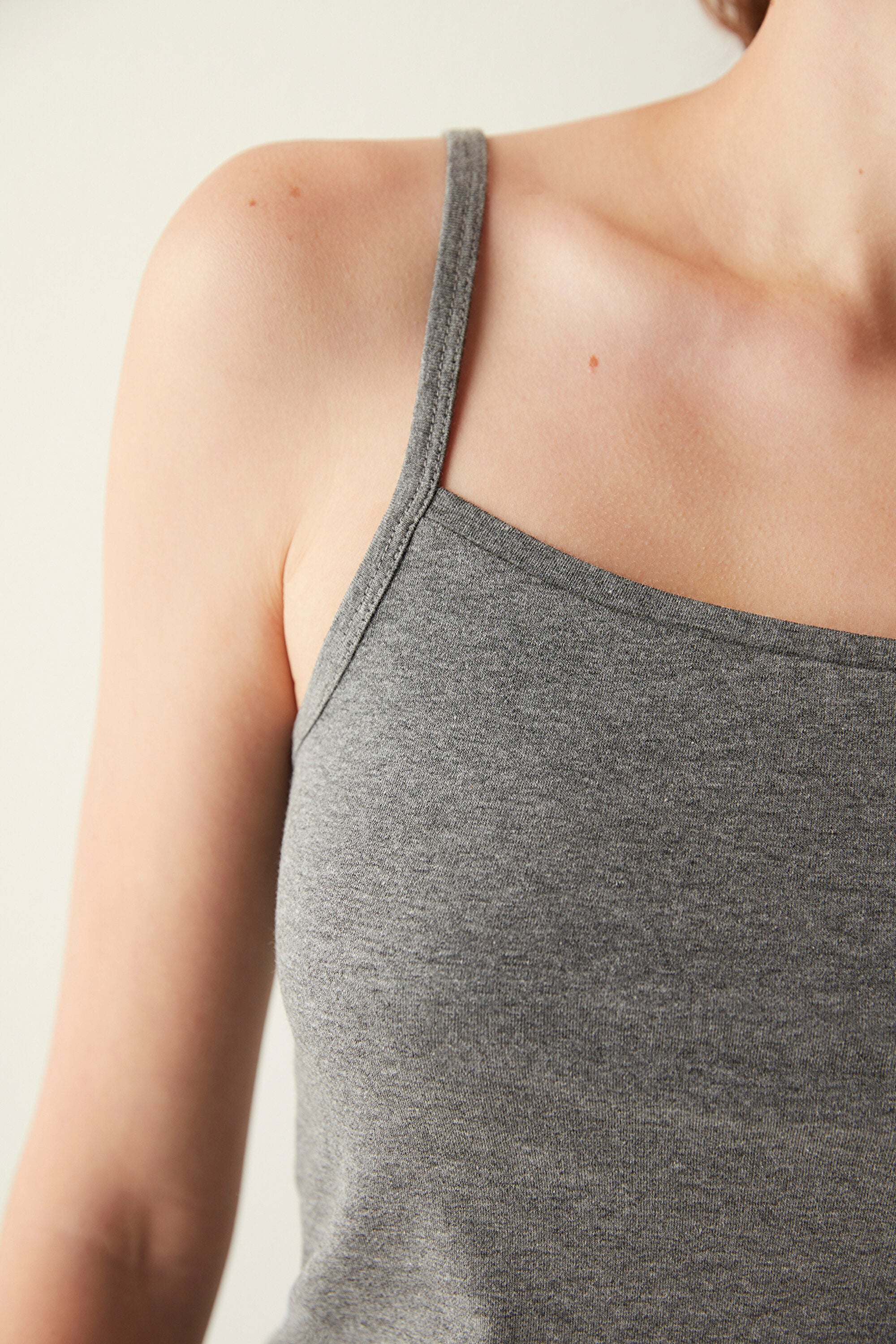 Cotton Strappy Gray Basic Undershirt