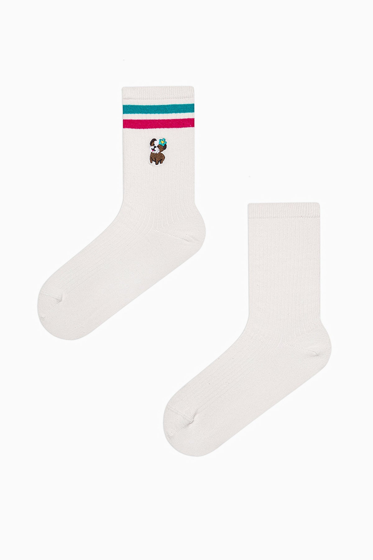 2 Pairs of Cotton Dog Patterned Toe Seamless Ankle Socks