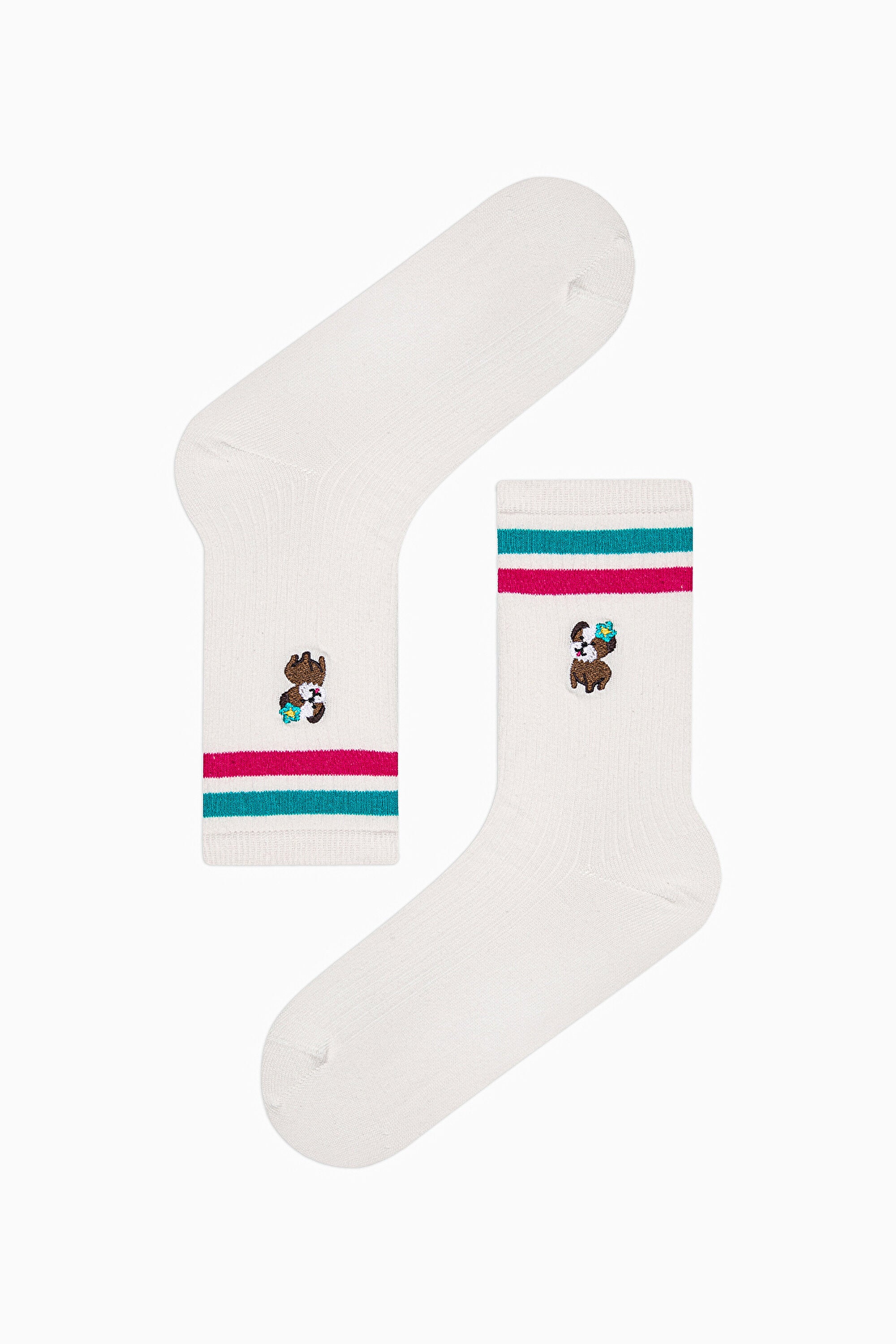 2 Pairs of Cotton Dog Patterned Toe Seamless Ankle Socks