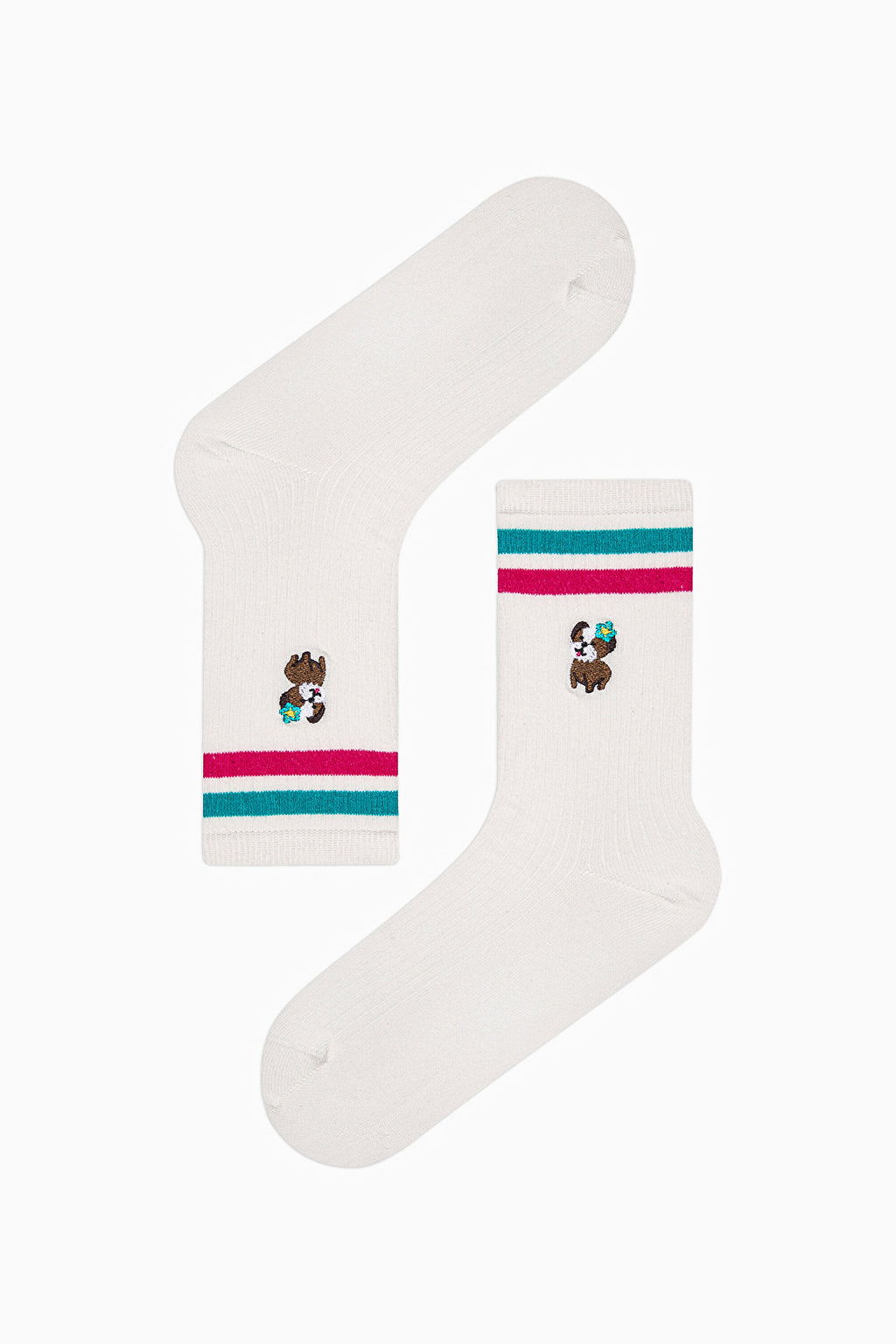 2 Pairs of Cotton Dog Patterned Toe Seamless Ankle Socks