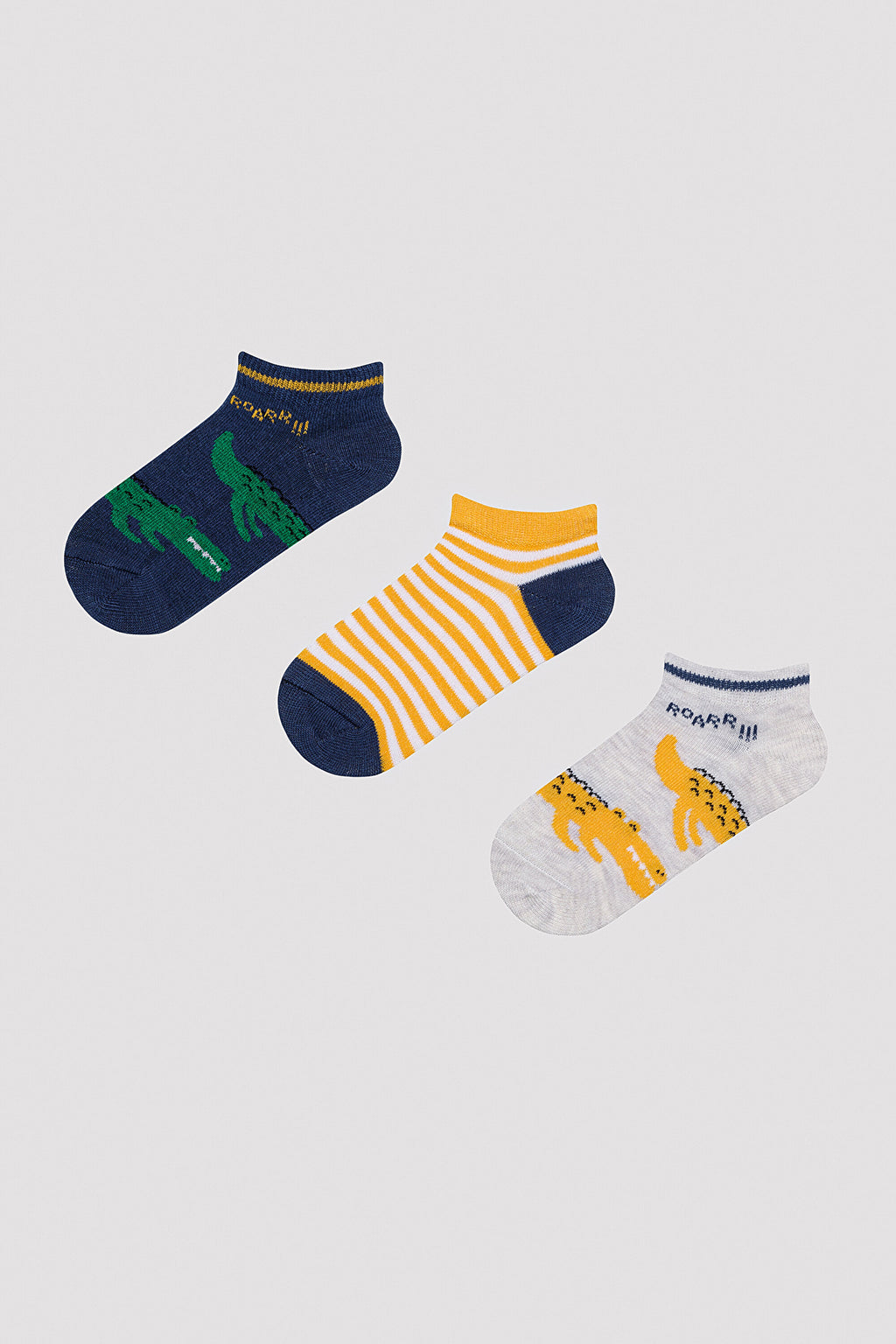 Boys Friendly Crocodile Multicolor 3 Pack Booties Socks