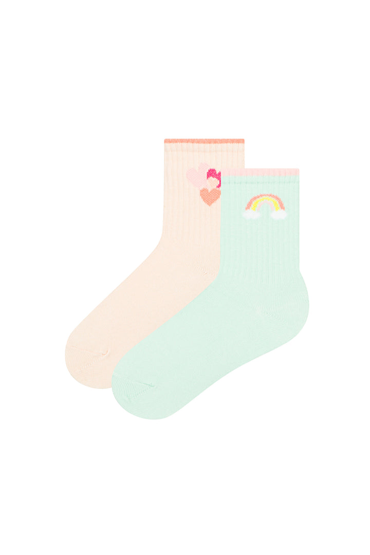 Girls Heart 2In1 Socks