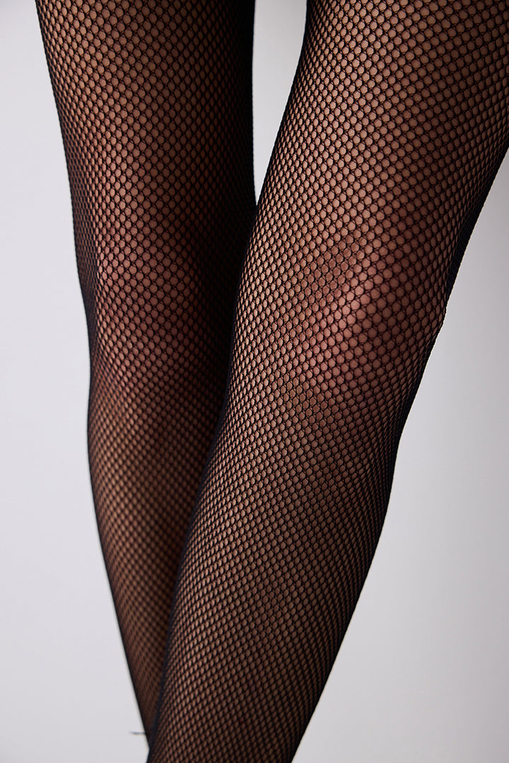 Ribbon Fishnet Black Tights