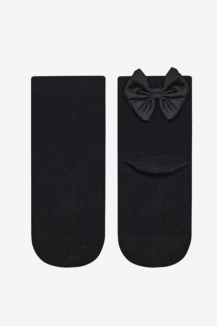 Girls Black Bow Socks