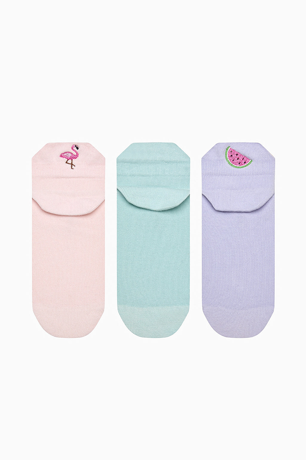 3 Pairs of Cotton Embroidered Back Socks