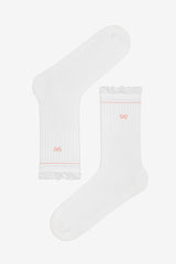 2 Pairs of Cotton Ribbon Patterned Ruffle Ankle Socks