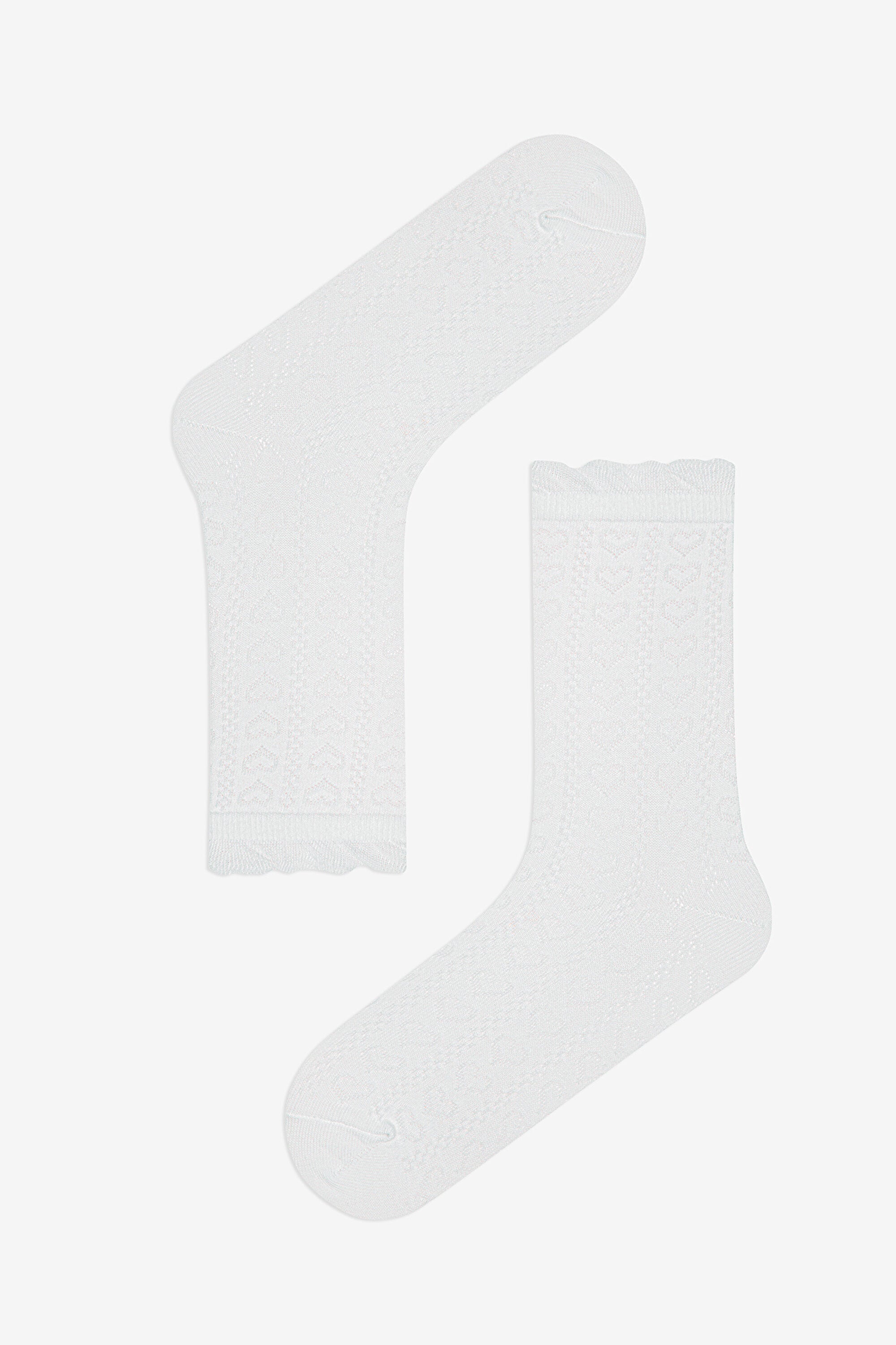 2 Pairs of Cotton Ribbon Patterned Ruffle Ankle Socks