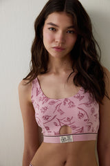 Lilac Floral Cotton Non-wired Removable Cup Bra - Inspired by Flora