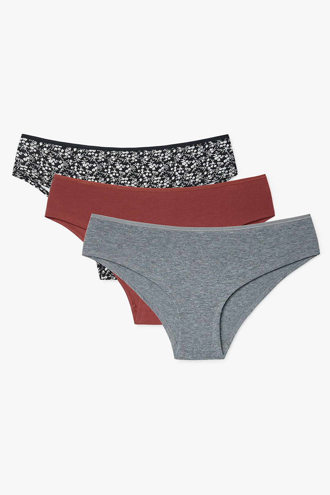 Floral Silhouette 3-Pack Normal Waist Hipster Panties