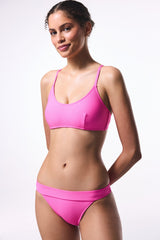 Pink Plain Removable Cupped Bikini Top