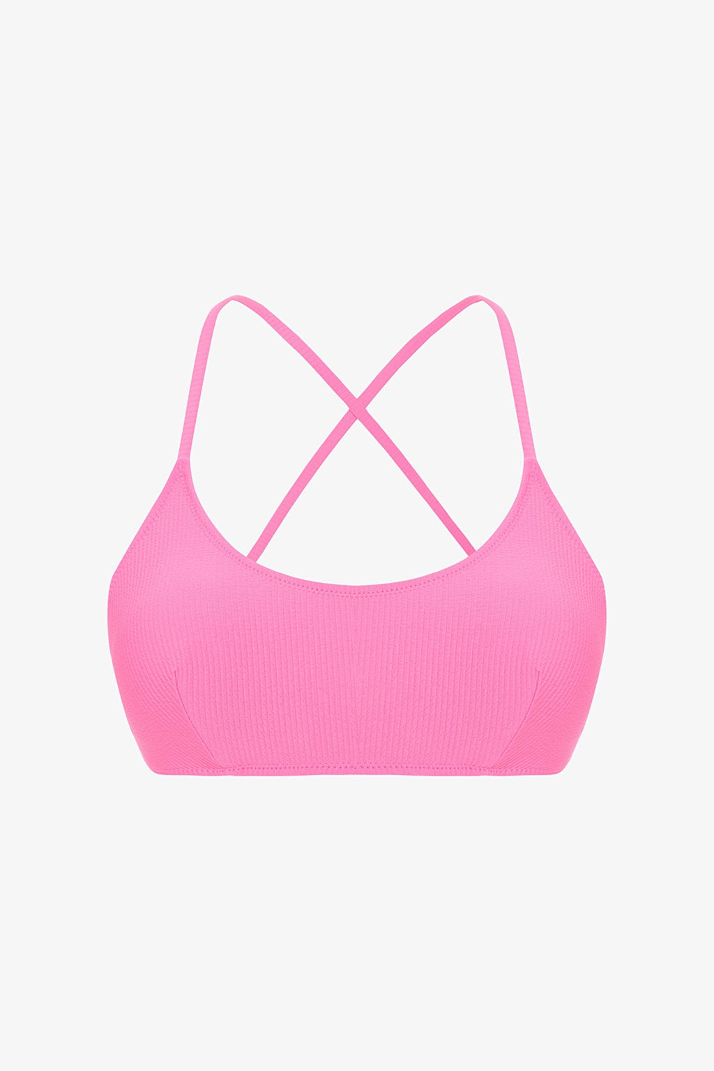 Pink Plain Removable Cupped Bikini Top