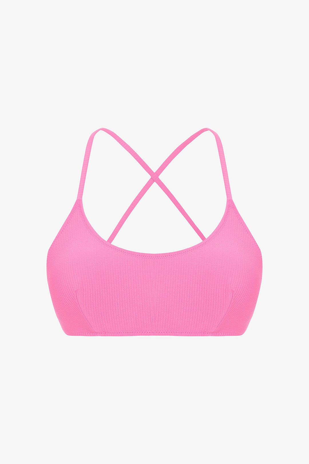 Pink Plain Removable Cupped Bikini Top