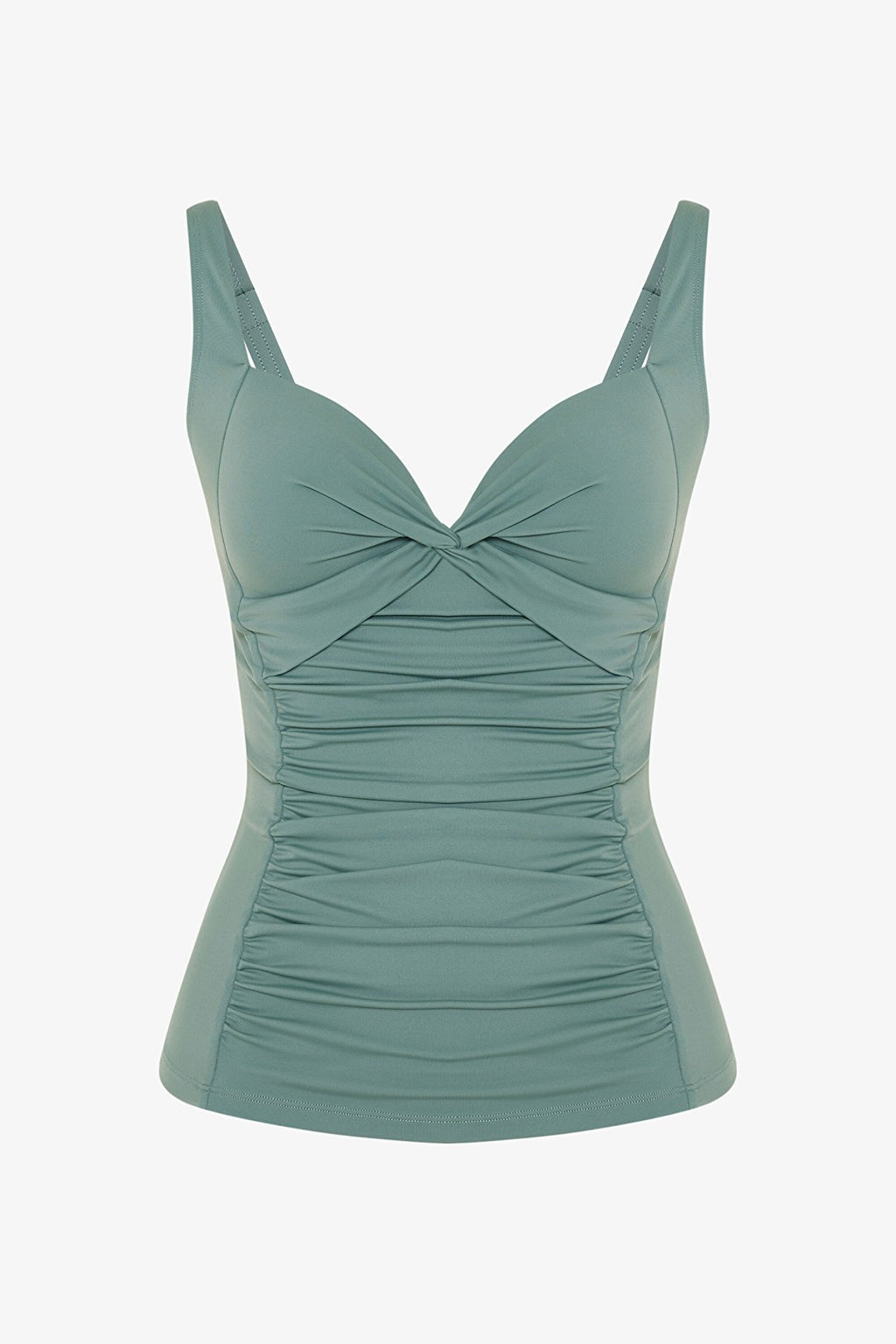 Khaki Gathered Bikini Top