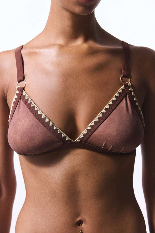 Light Brown Emery Triangle Bikini Top Hover Image