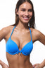 Blue Push Up Underwire Halter Neck Bikini Top