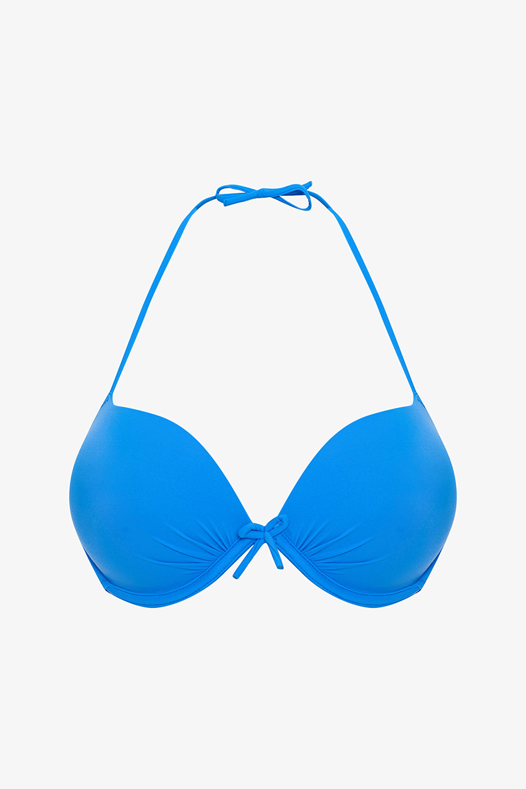 Blue Push Up Underwire Halter Neck Bikini Top
