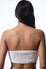 Ecru Craft Crinkle Strapless Top