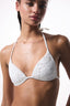 Adeline Beaded Detailed White Bikini Top - Gamze Erçel Collection