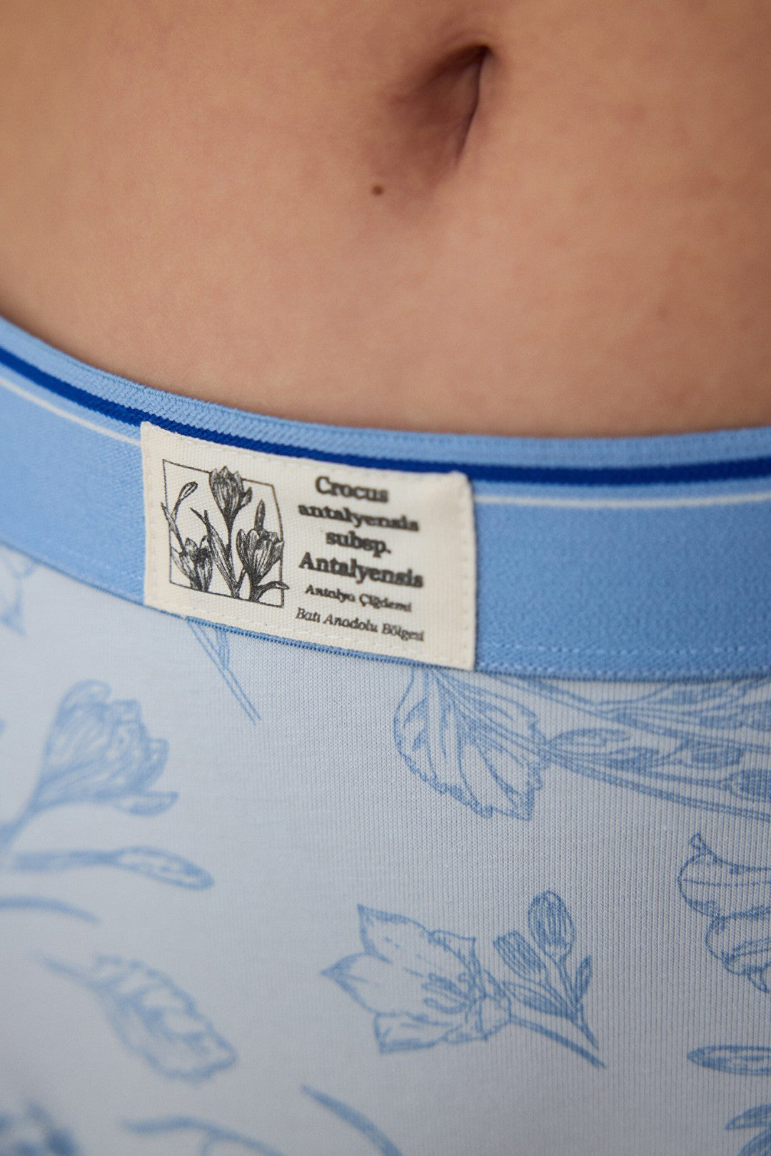 Light Blue Floral Patterned Cotton Regular Waist Shorts - Inspired by Flora