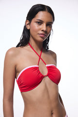 Red Marbella Halter Neck Bandeau Bikini Top